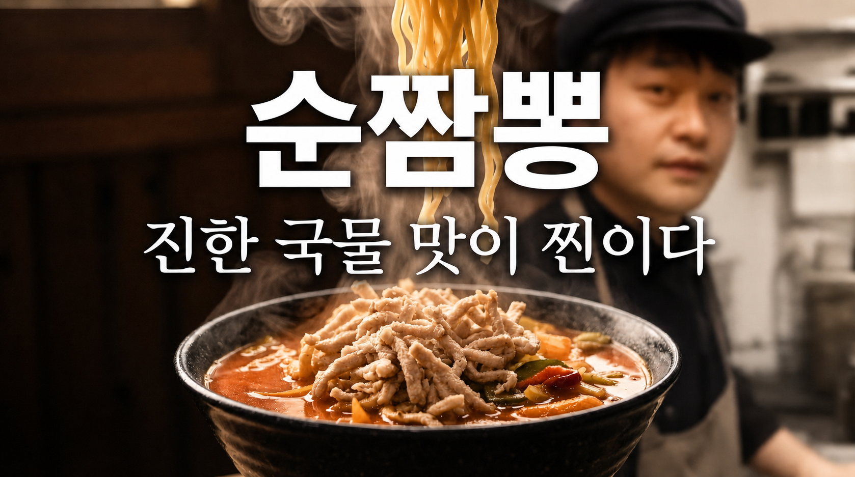 진한 국물과 푸짐한 고기가 담긴 순짬뽕